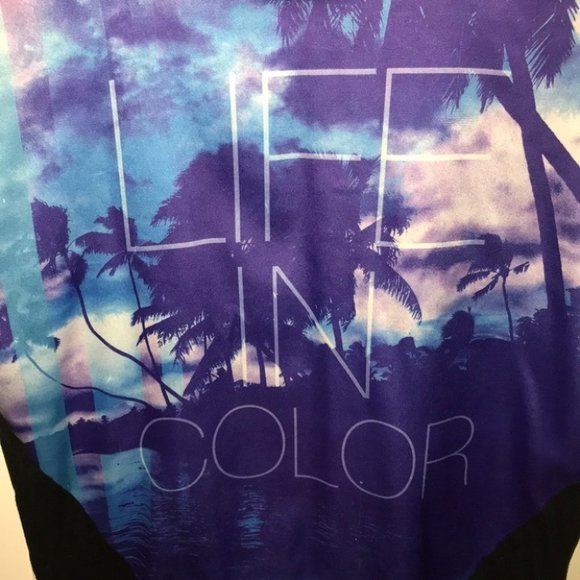 Express Women's Shirt Mesh Graphic Tee XS Purple - Picture 2 of 7